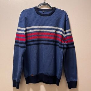 Aiopeson Stylish Classic Crewneck Pullover Sweater, Men’s, XL, BlueWith Stripes